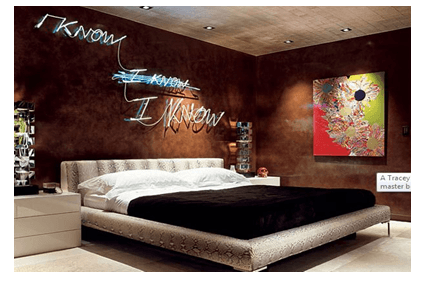 Dormitorio de la casa de Elton John en Los Angeles